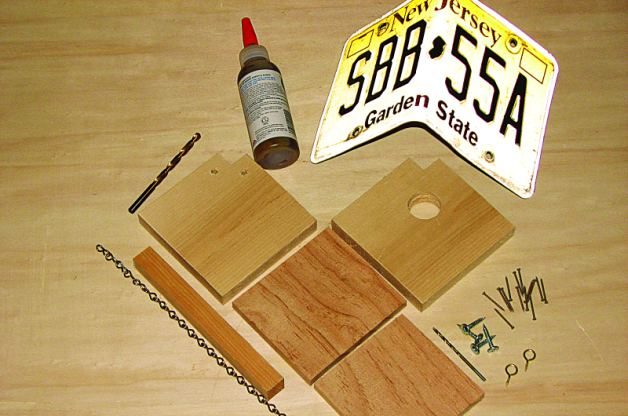 License Plate Birdhouse Materials