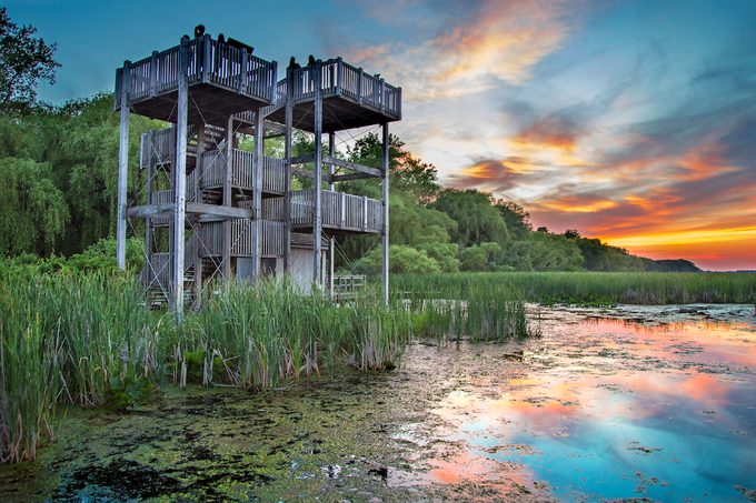 Lookout tower at the Marsh Boardwalk at Point Pelee National Park, Ontario, Canada.