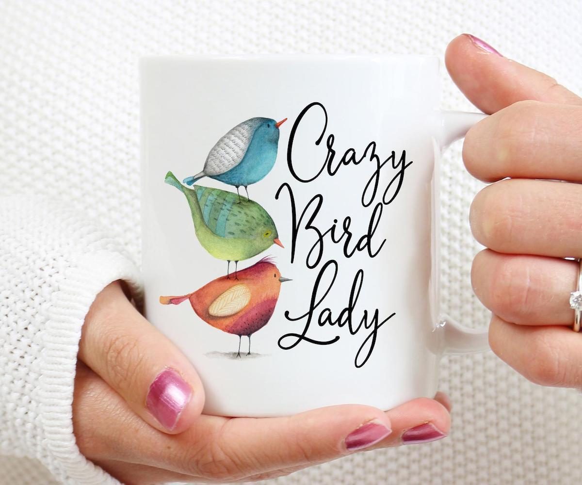 crazy bird lady coffee mug
