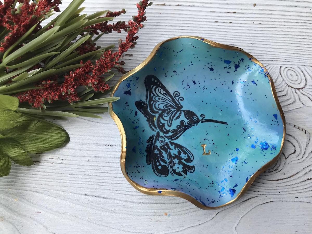 hummingbird ring dish