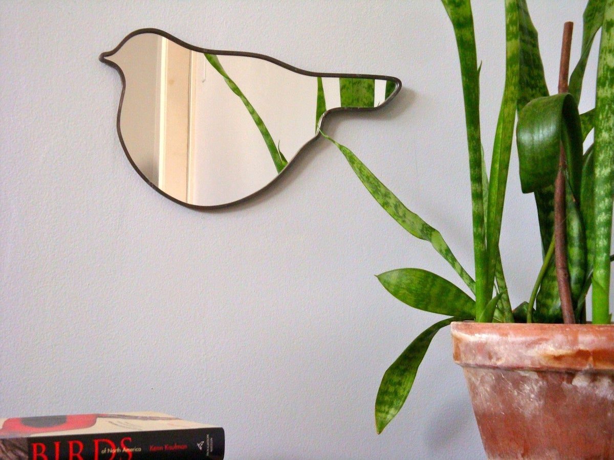 bird mirror bathroom decor