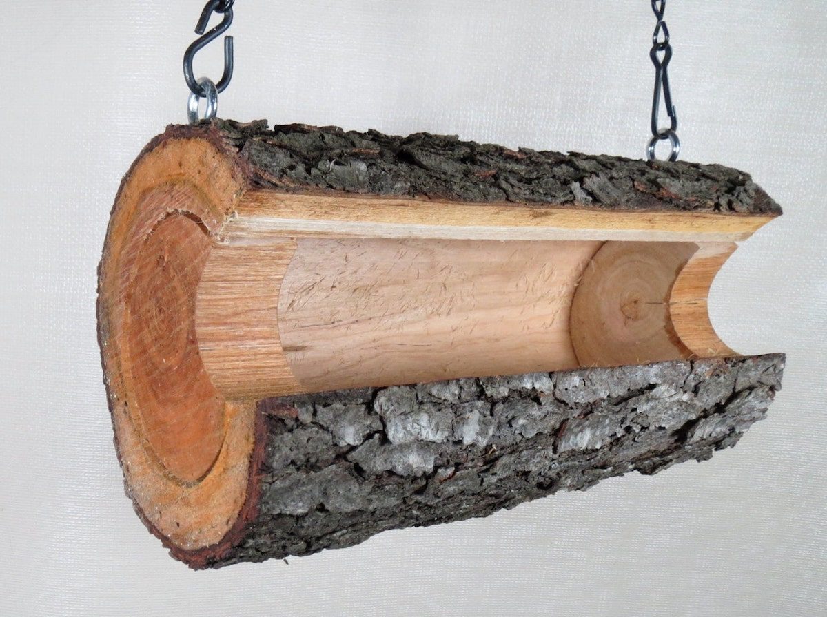 log seed winter bird feeder
