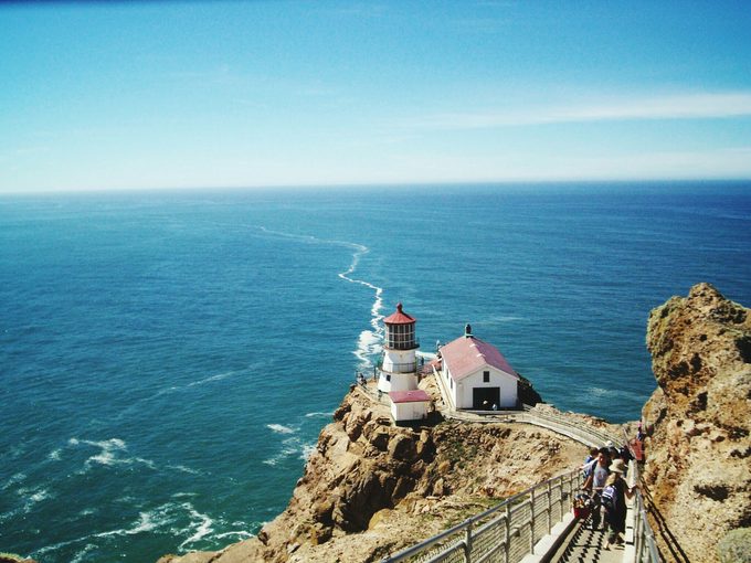 High Angle View Of Point Reyes National Seashore Against Blue Sky