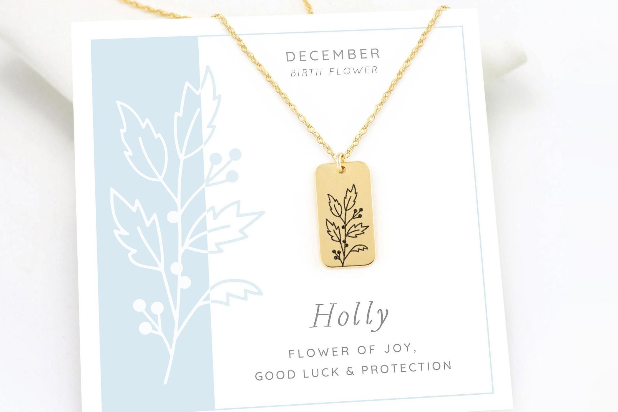 December Holly Birth Flower Necklace