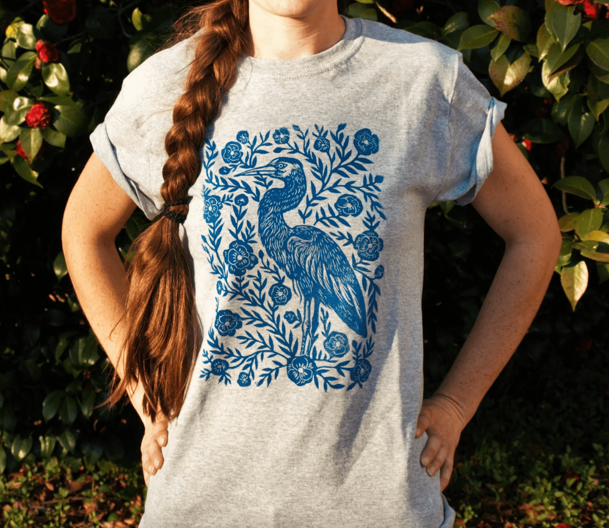 heron tshirt, bird watching gifts